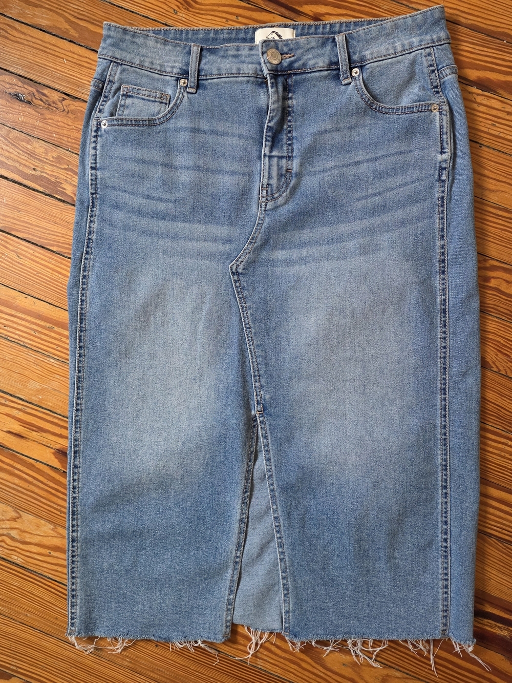 Jordache Light Blue Denim Midi Skirt with Front Slit JUST FABULOUS Size 6
